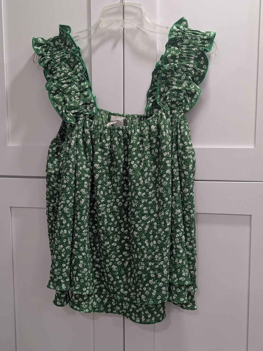 Tuckernuck Green Floral Ruffle-Strap Camisole